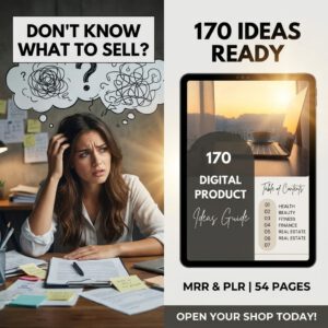 170 Digital Product Ideas PLR eBook (Editable Canva Template) – Start & Scale Your Online Business + Resell Rights